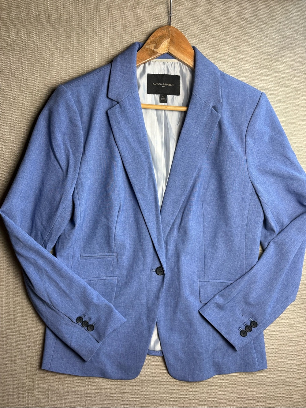 Banana Republic Womens Blazer Size 12 Blue One Button Career Work Jacket